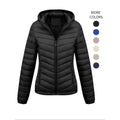 Women's Solid-Color Zippered Hooded Winter Coat Jacket Casual