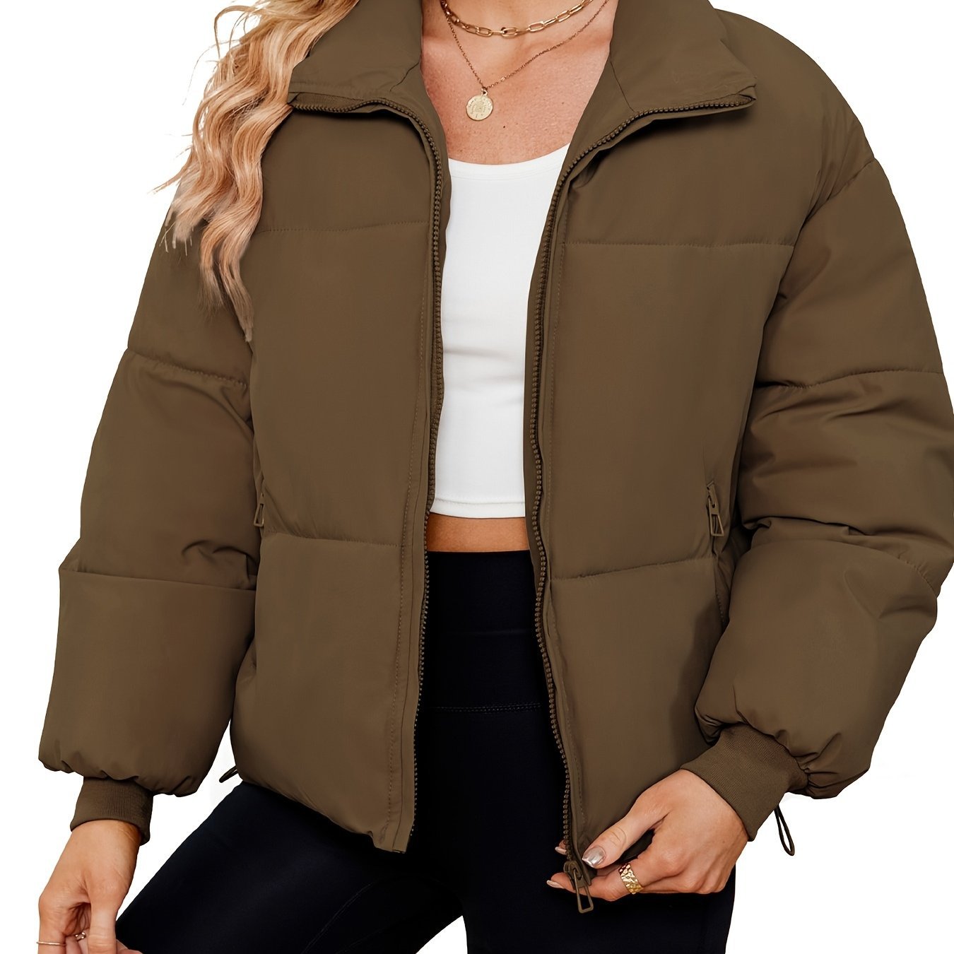 Women's Lightweight Quilted Down Jacket Casual Long Sleeve