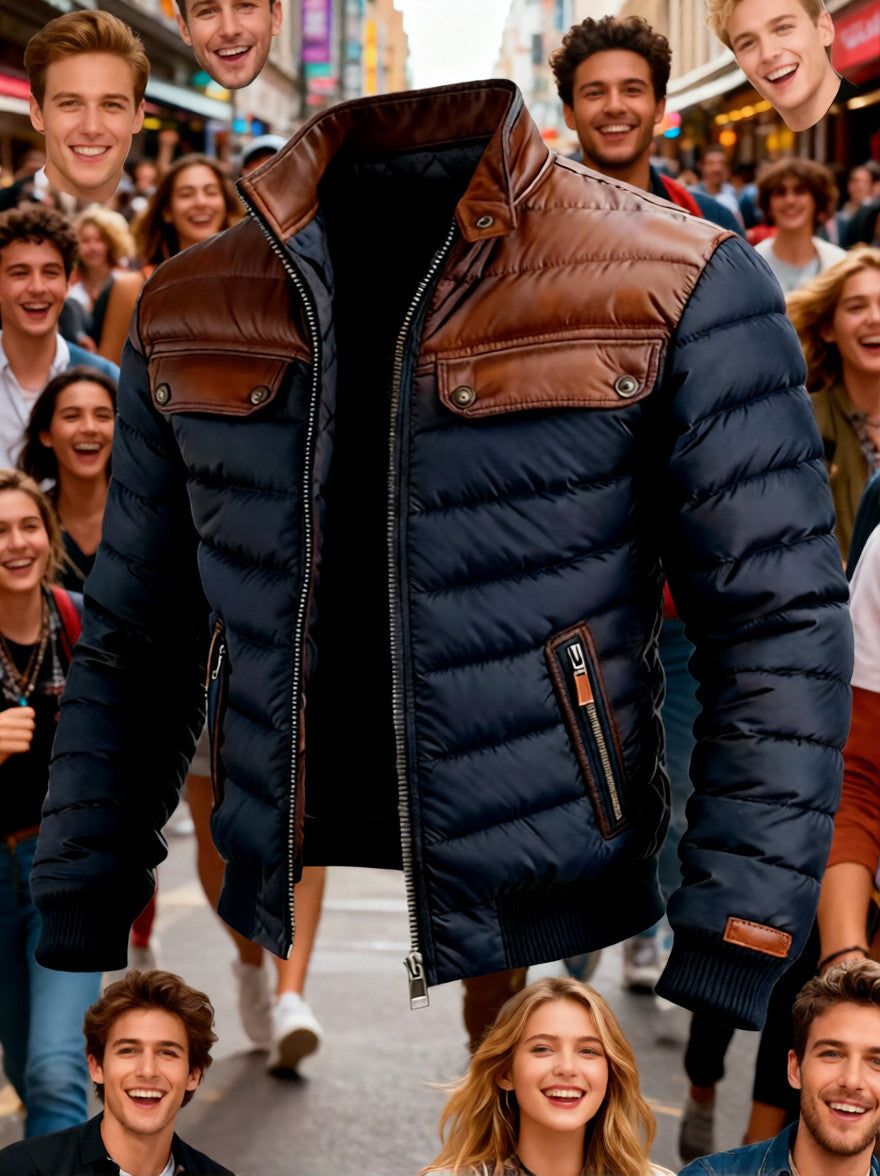 Color-block Cotton Jacket With A Zipper