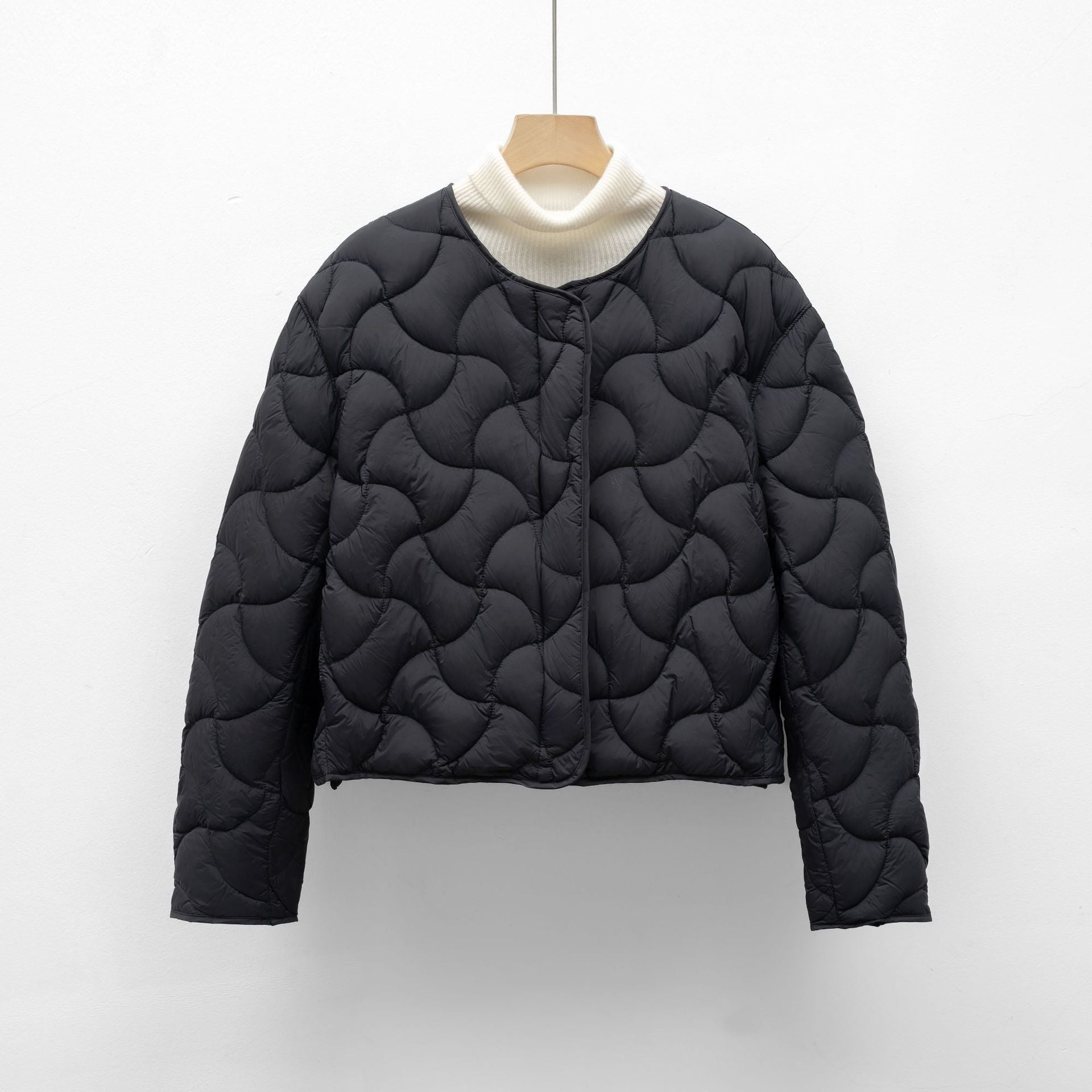 Loose Minimalist Style Lightweight Round Neck Short Jacket