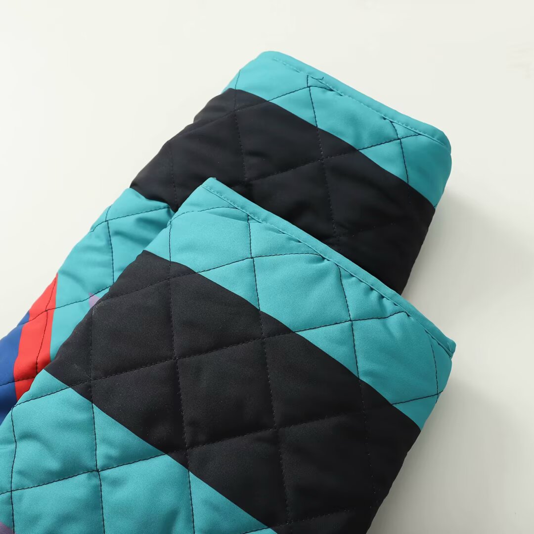 Women's Street Fashion Print Stitching Long-sleeved Cotton-padded Jacket