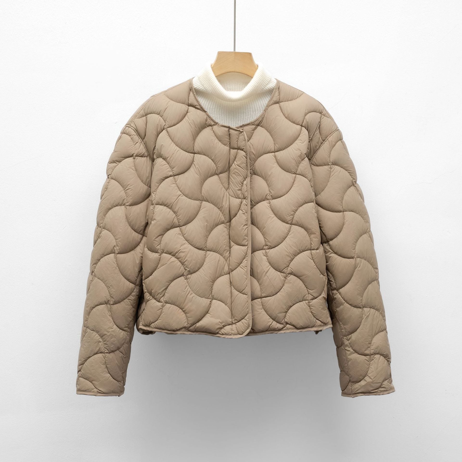 Loose Minimalist Style Lightweight Round Neck Short Jacket