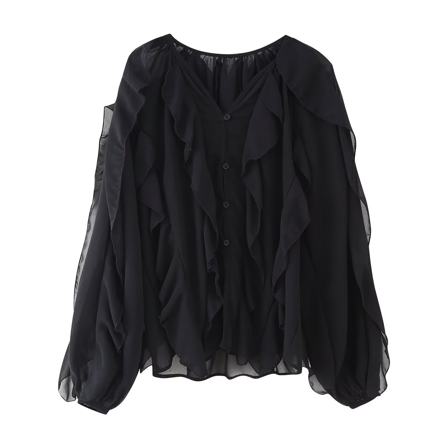Womens Western-style Clothing V-neck Layered-design Blouse