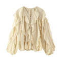 Womens Western-style Clothing V-neck Layered-design Blouse