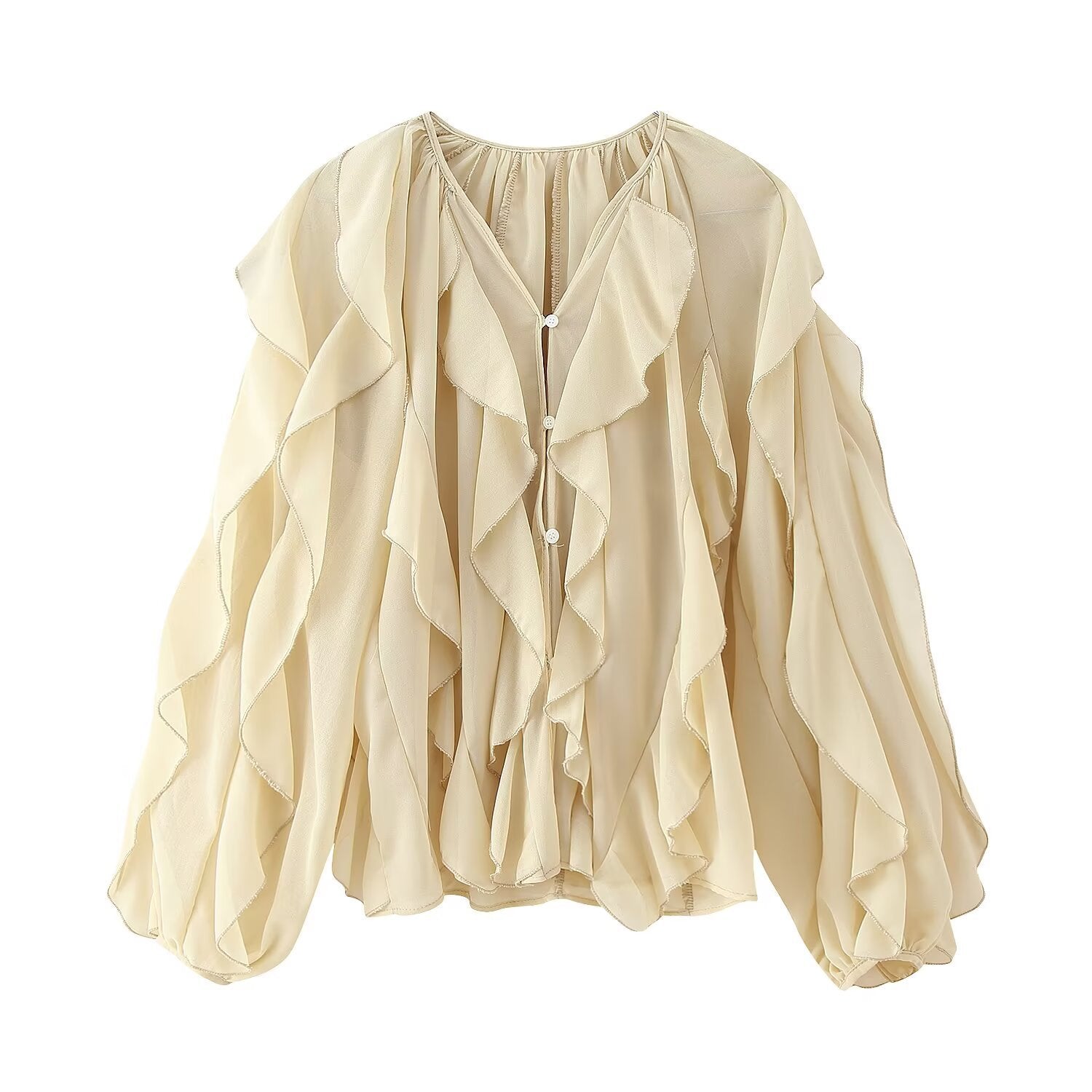 Womens Western-style Clothing V-neck Layered-design Blouse