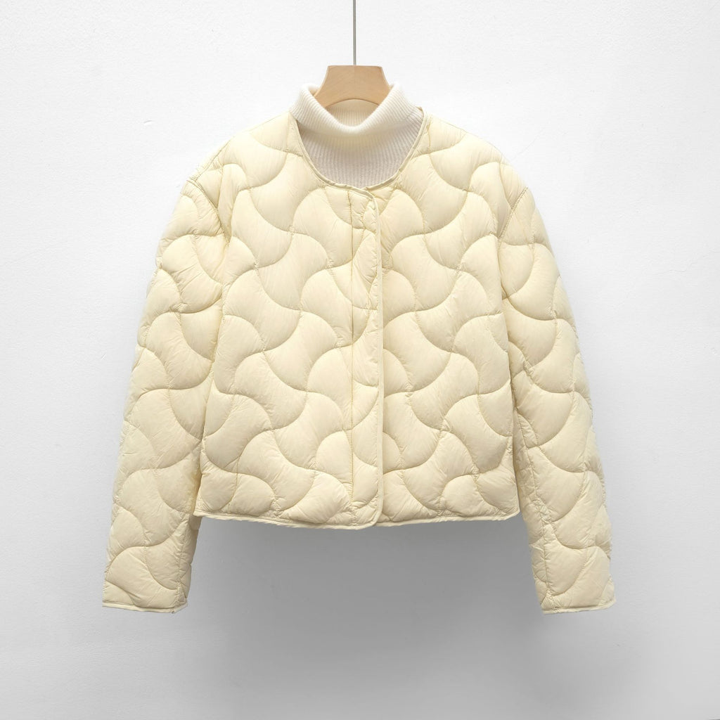 Loose Minimalist Style Lightweight Round Neck Short Jacket