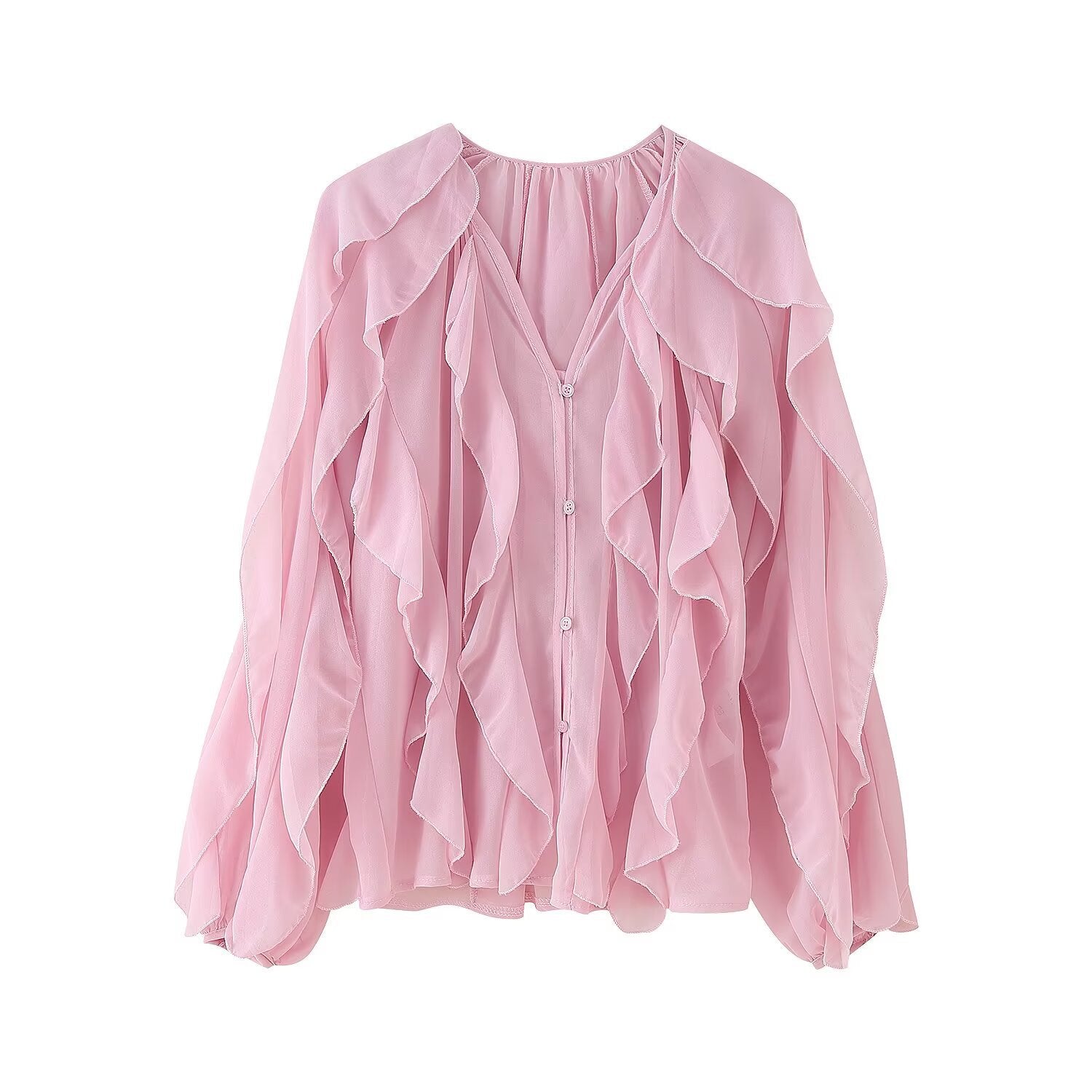 Womens Western-style Clothing V-neck Layered-design Blouse