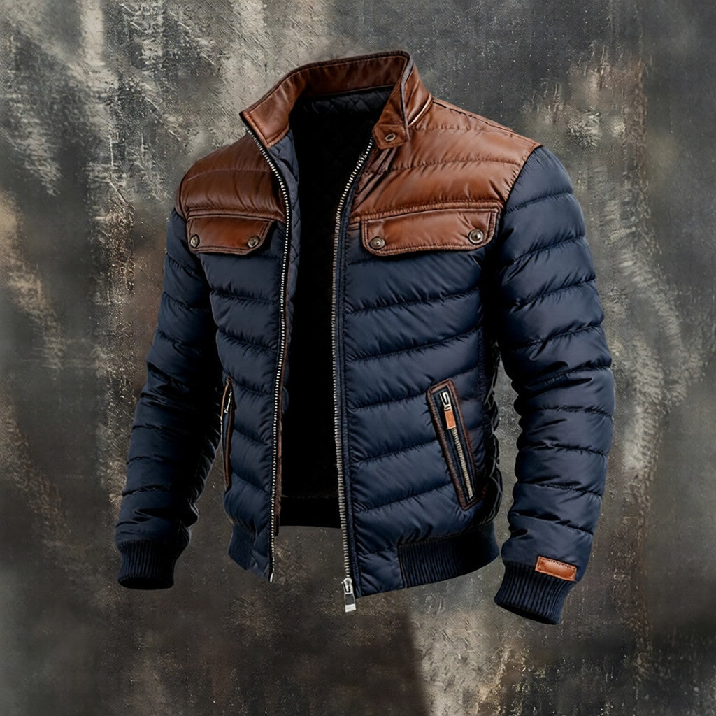 Color-block Cotton Jacket With A Zipper